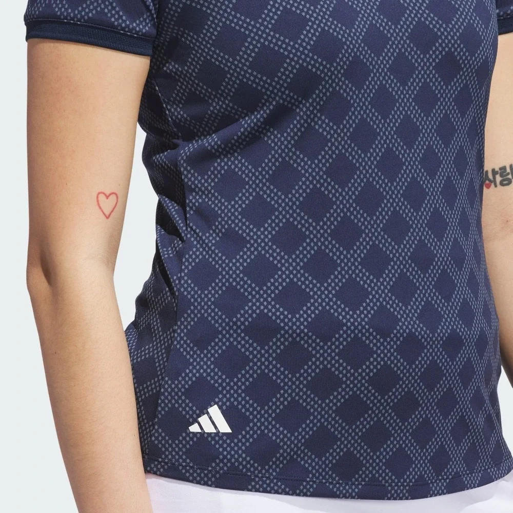 Adidas Ultimate365 Jacquard Navy Short Sleeve Polo Shirt Womens Size‎ M NWT